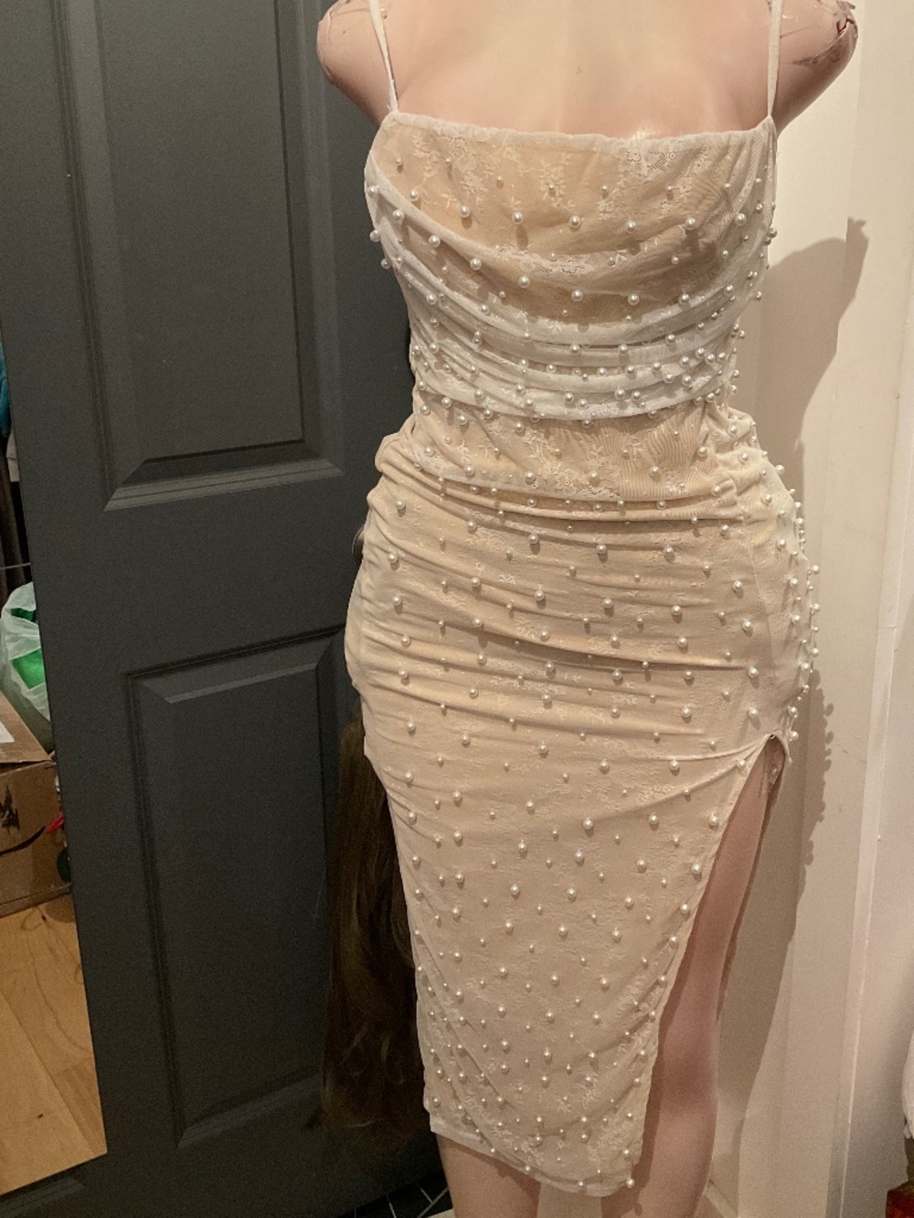 Pearl adorned slip dress